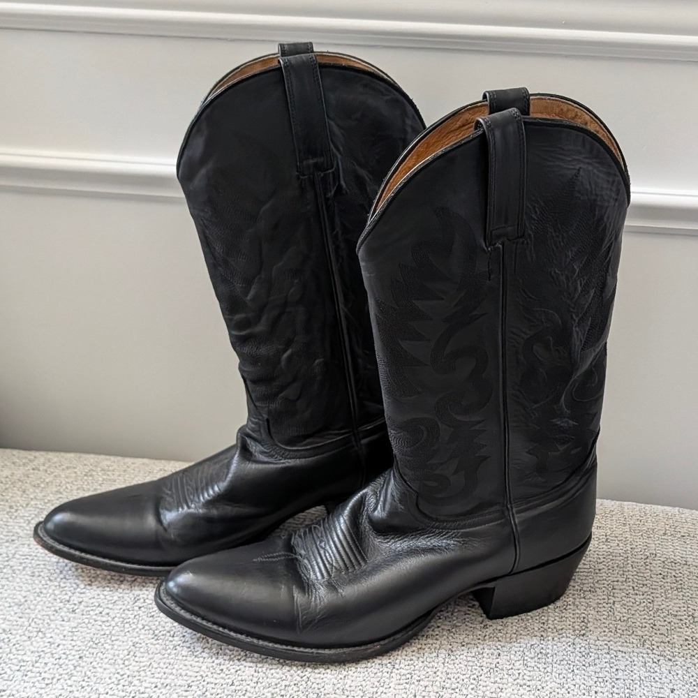 Cody James Mens Black Leather Western Cowboy Boots Pointed Toe Size 12 - Picture 2 of 11